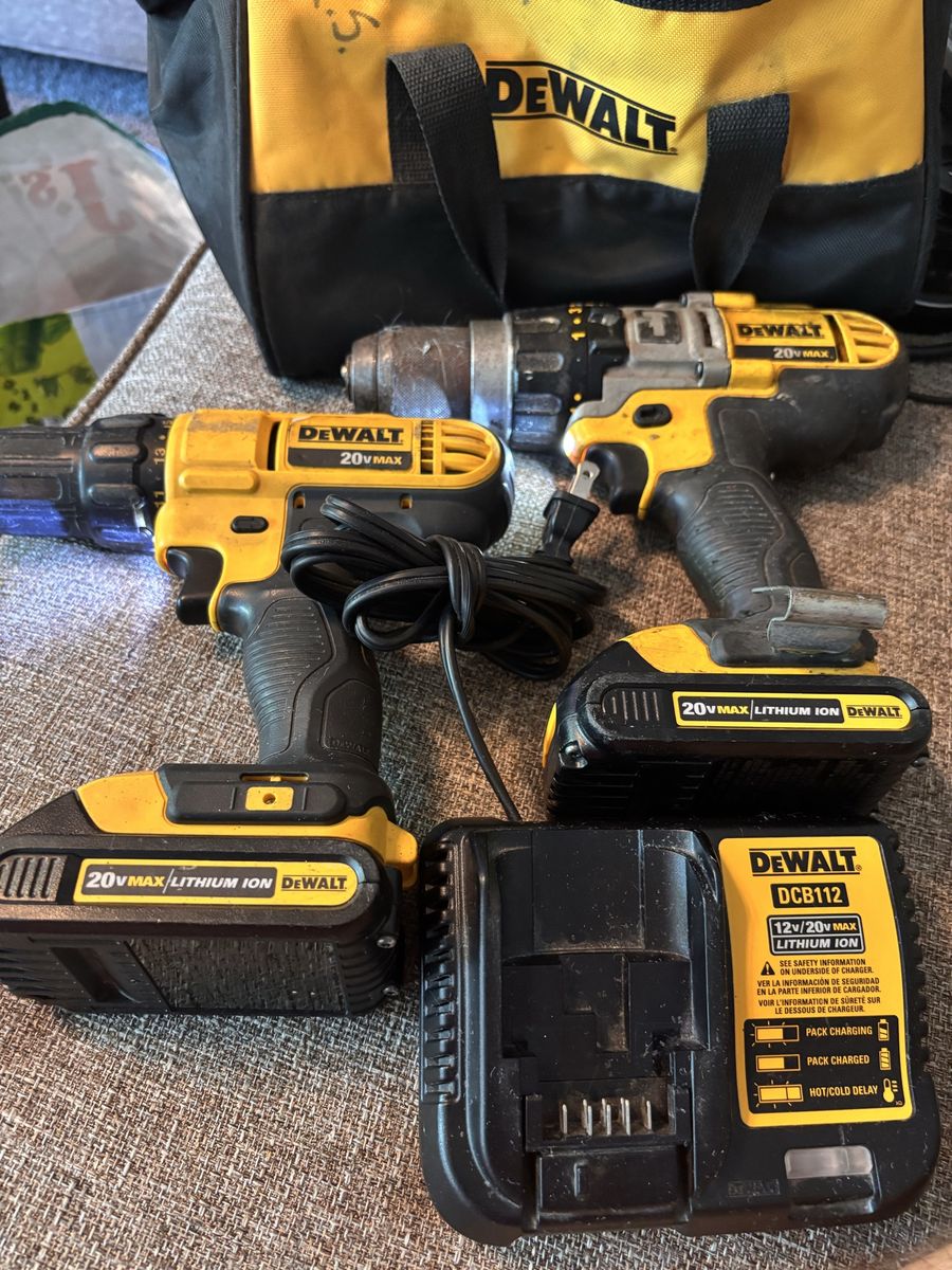 DEWALT 20V MAX Cordless Drill Combo Kit (2 Drills, 2 Batteries, Charger & Bag)