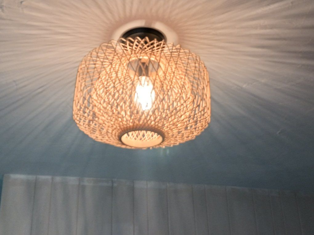 Rattan Flushmount Light
