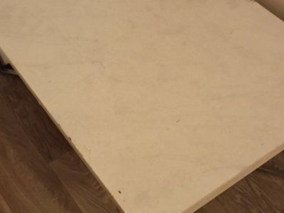 White Faux Marble Top Coffee Table with Metal Legs
