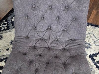 Tufted Grey Fabric Chair with Wood Legs