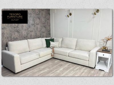 MODERN CREAM LINEN SECTIONAL WE OFFER DELIVERY