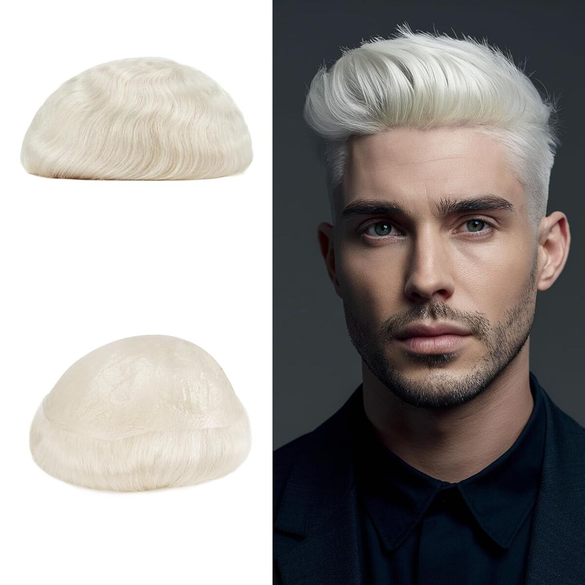 NEW Lordhair Hair System for Men Gray White Mens Hair System with Real Human Hair 8x10 inch 0.06mm Ultra Thin Skin