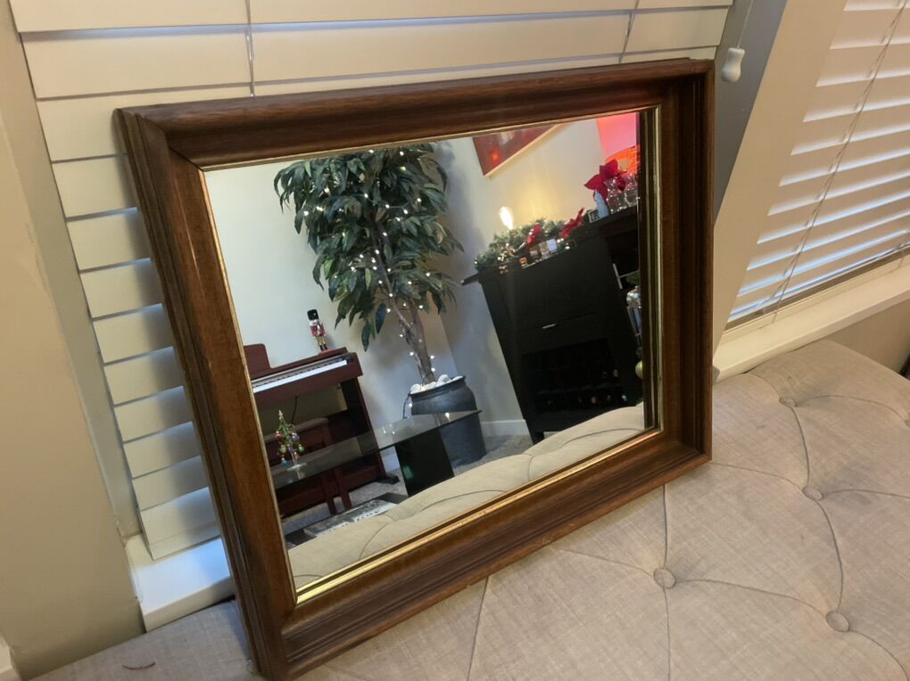 Vintage Wood Framed Mirror