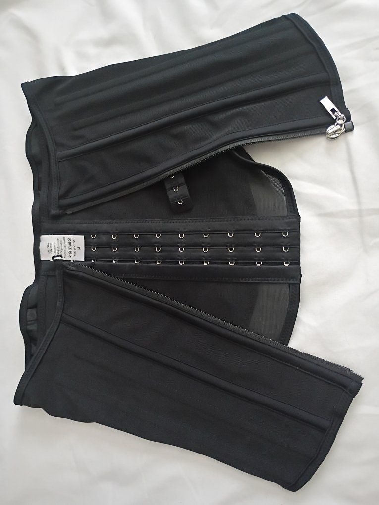 Nebility Women's Zipper Corset Waist Trainer Shapewear Mesh Cincher - Size M, Black
