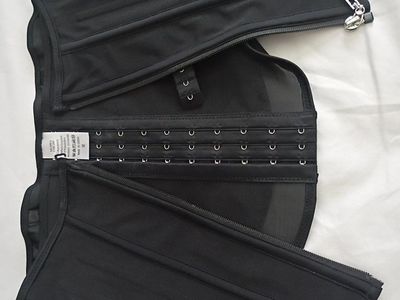 Nebility Women's Zipper Corset Waist Trainer Shapewear Mesh Cincher - Size M, Black