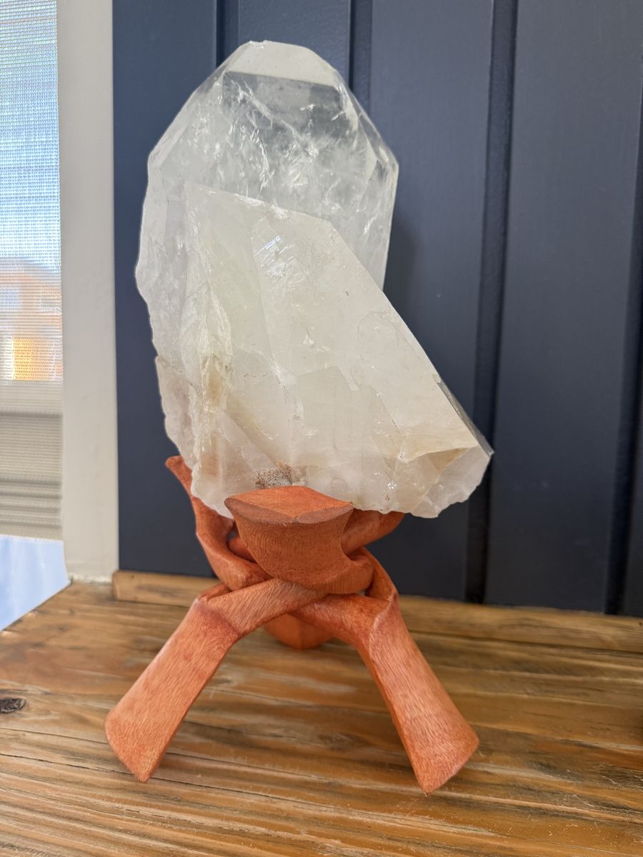 Large Natural Crystal Specimen with Wood Stand