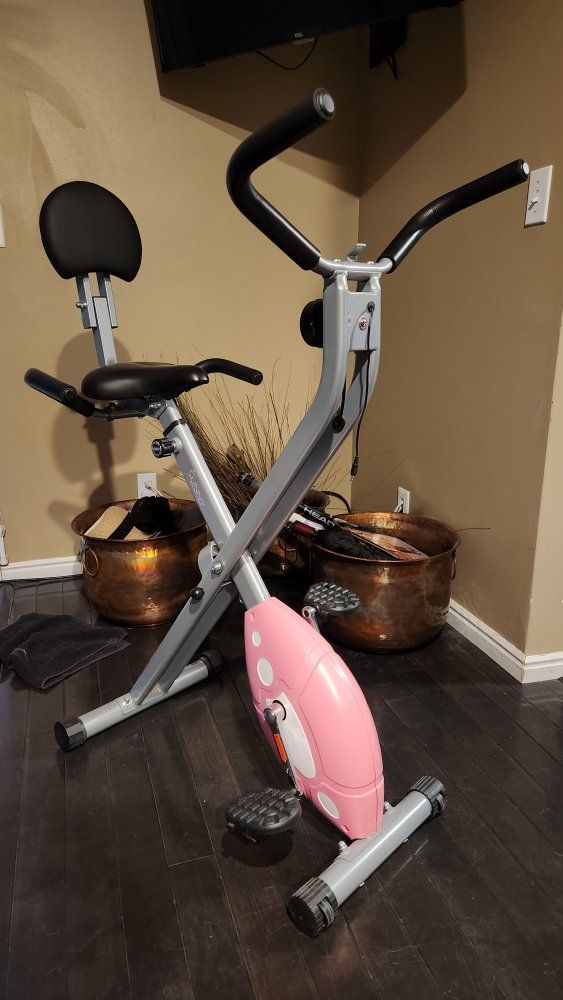 Sunny Health & Fitness SF-B2729 Recumbent Exercise Bike - Pink & Gray, Foldable