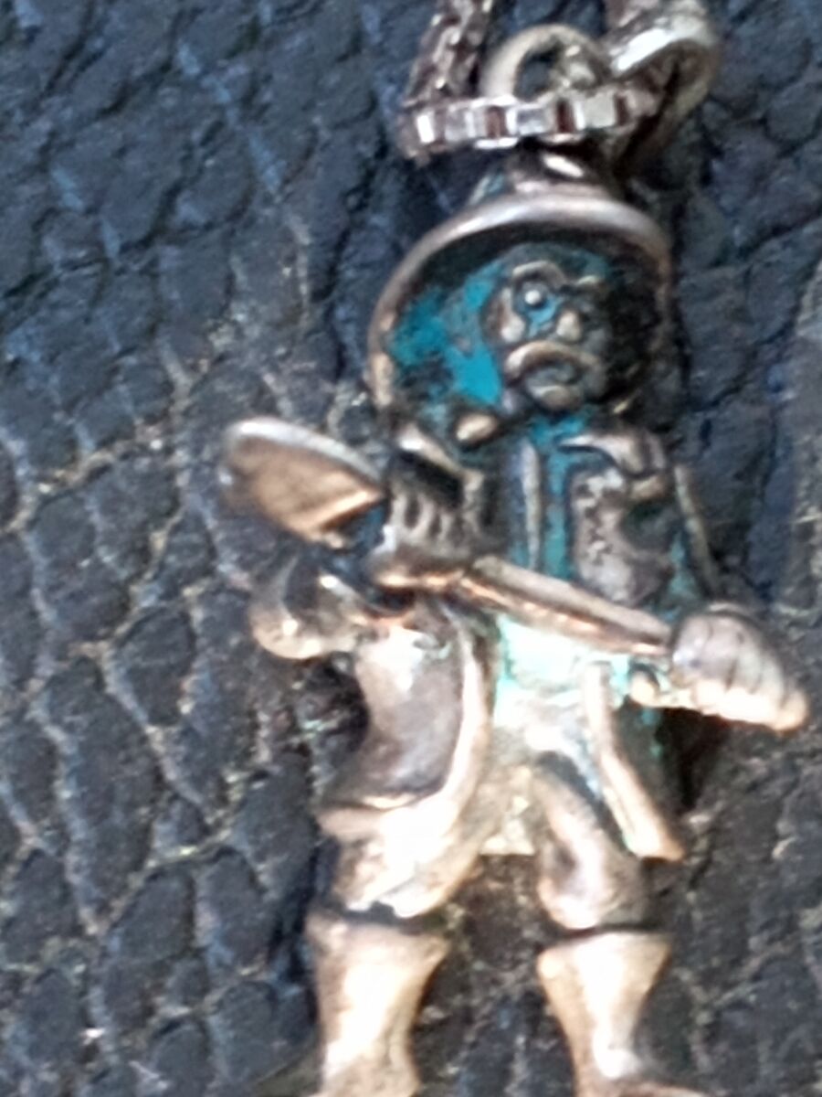 Vintage Sterling silver firefighter pendant charm necklace