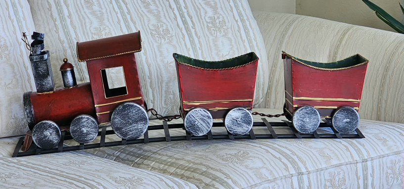 Decorative Metal Train Planter Set with Track 30"Lx10"H Christmas 