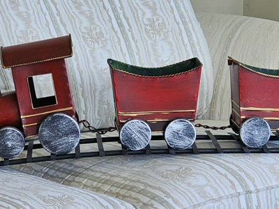 Decorative Metal Train Planter Set with Track 30"Lx10"H Christmas