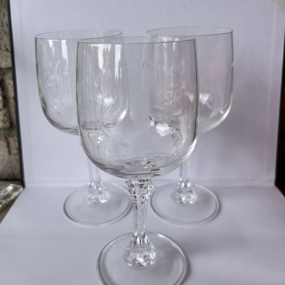 8 Princess House Cut-Glass Wine Glasses Perfect Set of Eight, Probably Never Used