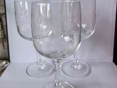 8 Princess House Cut-Glass Wine Glasses Perfect Set of Eight, Probably Never Used