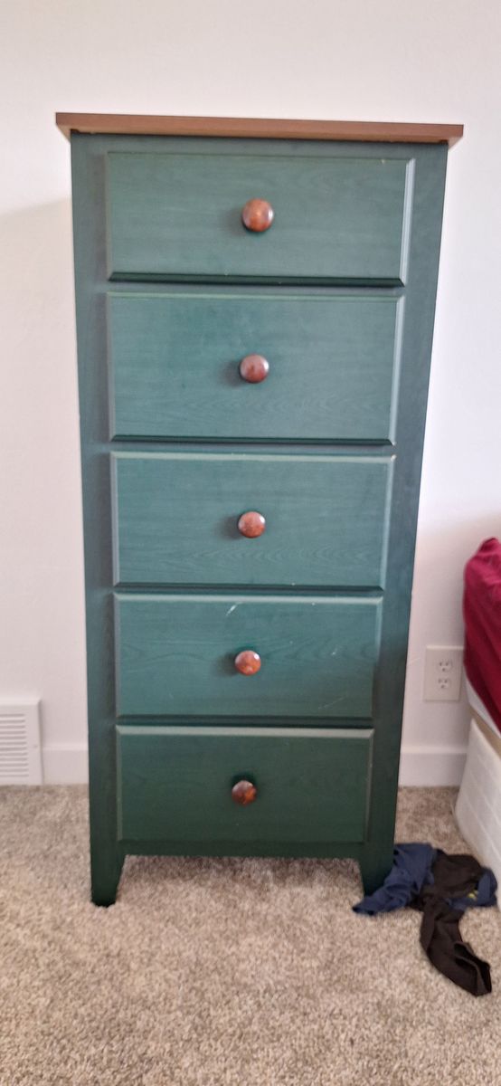 Tall, green dresser