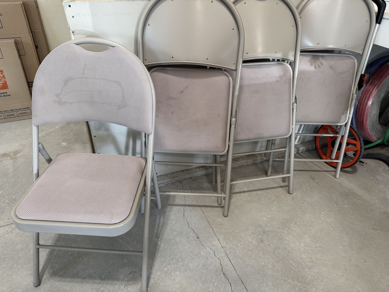 Set of 4 Grey Padded Folding Chairs