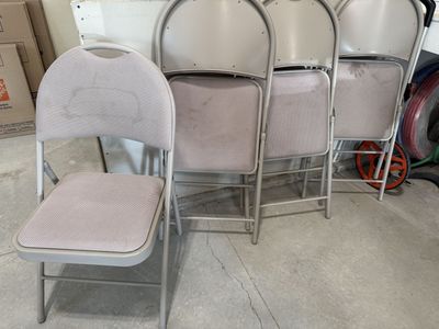 Set of 4 Grey Padded Folding Chairs