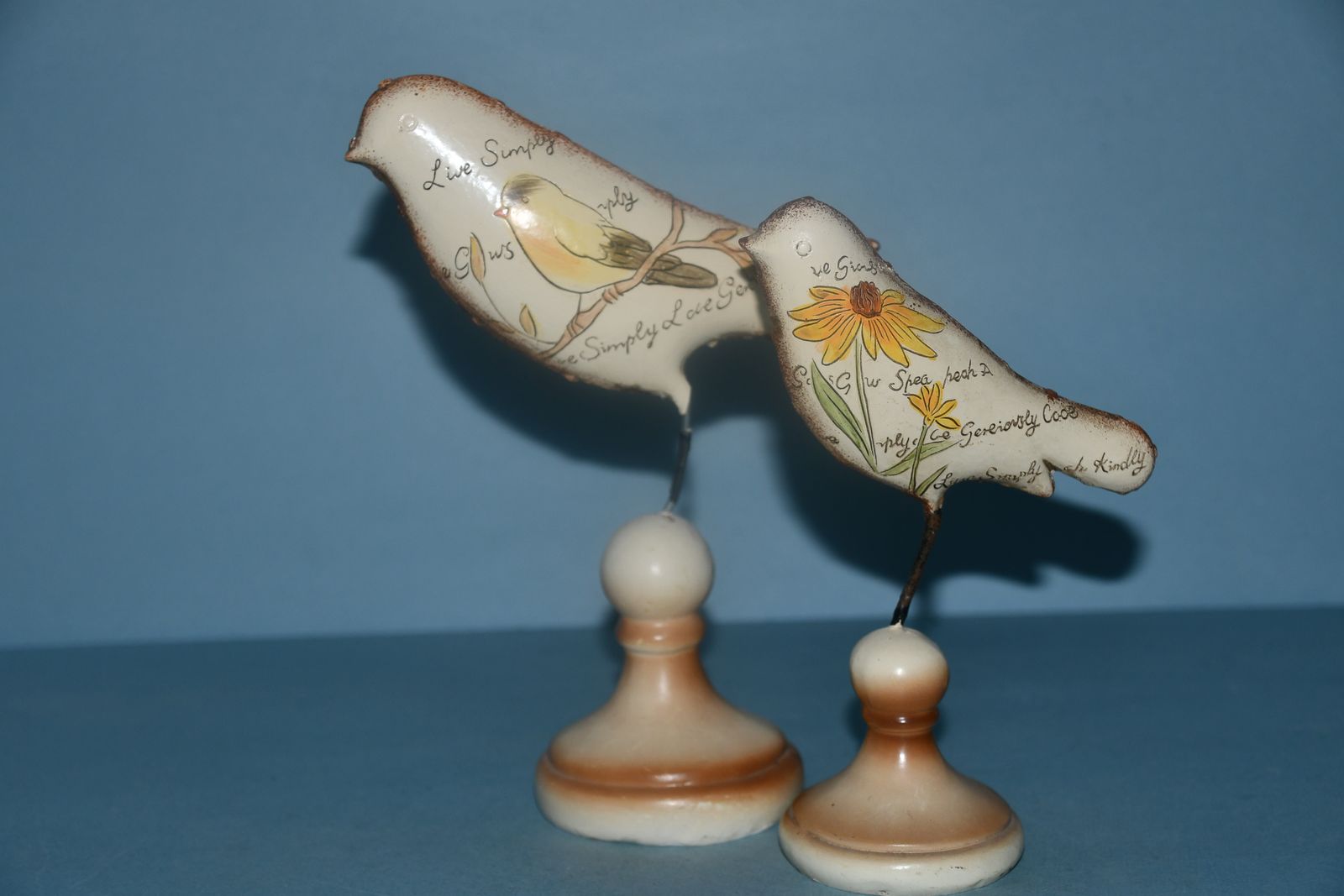 2 "BIRD" DECOR ITEMS ~ HEIGHT 7" & 8.5" ~ SUNFLOWERS ~ BOTH FOR $5
