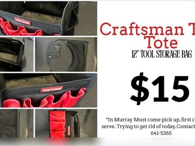 Craftsman 12" Open-Top Tool Tote Bag - Black and Red