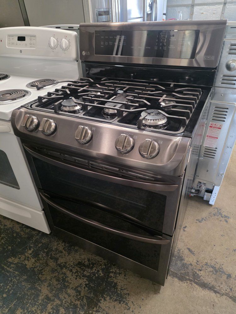 Lg black stainless double oven gas range