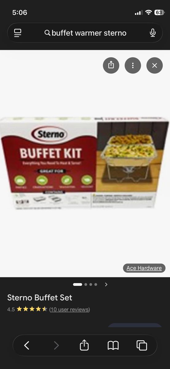 15 Sterno Buffet Warmers  $150