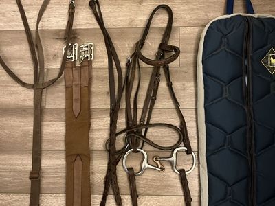 English Tack-Bridle, Bridle Bag, Girth, Bit, Spurs, Martingale bundle