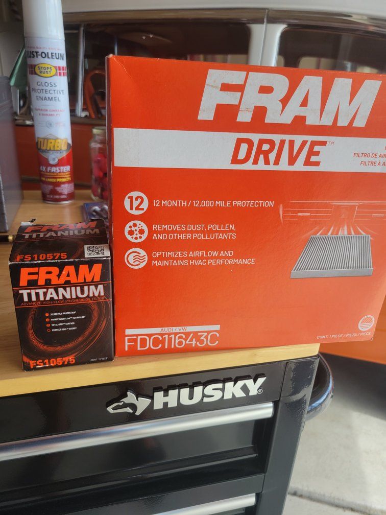 FRAM Drive FDC11643C Cabin Air Filter & Titanium FS10575 Oil Filter for Audi/VW