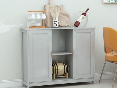 New! TaoHFE Grey Kitchen Pantry, Modern Wooden Small Credenza Sideboard