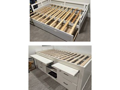 Twin size trundle bed and twin size captains bed $250 each. Read description