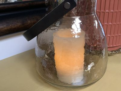 Hammered Glass Vase Or Lantern With A Metal Handle