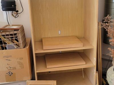 Light Wood Media Console Cabinet Armoire with Storage Drawers & Adjustable Shelves