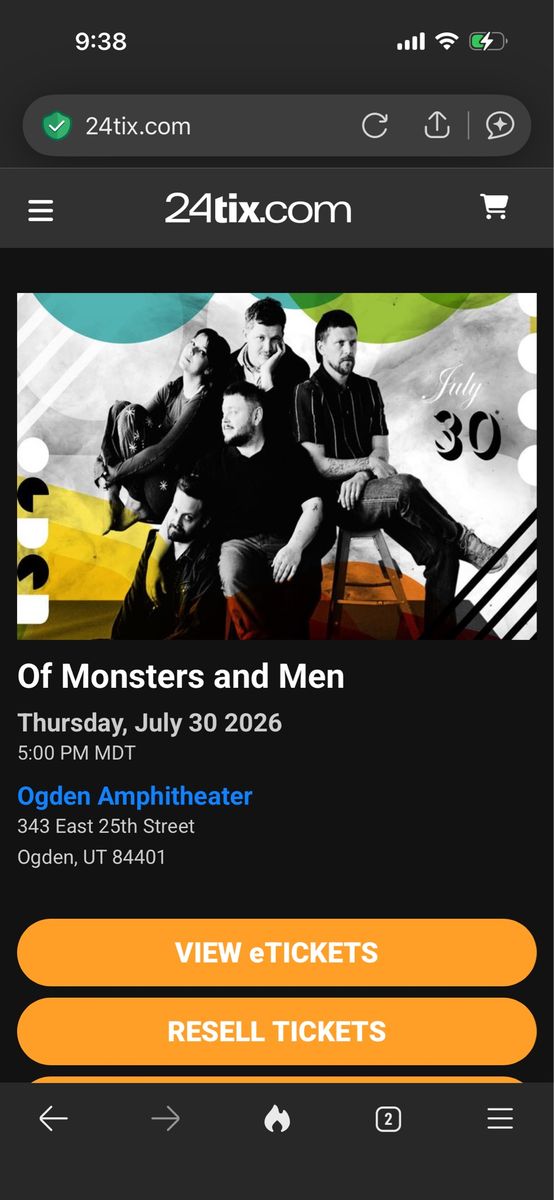 Of Monsters and Men Concert Tickets - 4x July 30, 2026 at Ogden Amphitheater