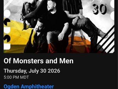 Of Monsters and Men Concert Tickets - 4x July 30, 2026 at Ogden Amphitheater