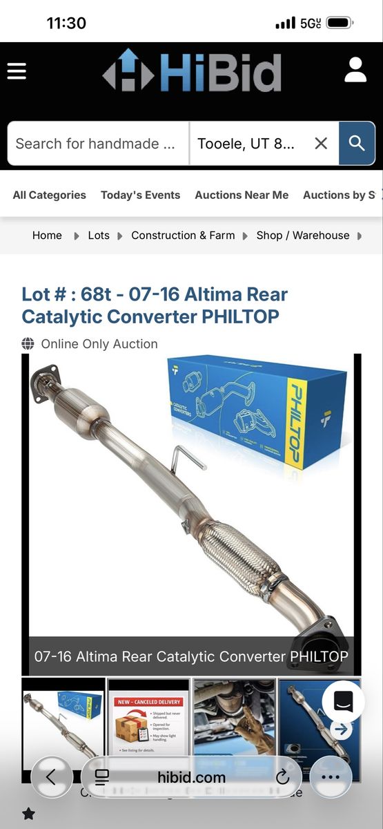 PHILTOP 07-16 Altima Rear Catalytic Converter for 2.5L Sedan - NEW, High Flow, Stainless Steel