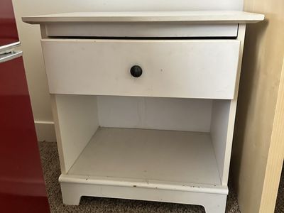 White Nightstand with Drawer & Open Storage Shelf - Classic Bedroom End Table