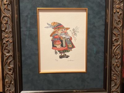 James C Christenson Signed & Numbered Framed The Scrivener’s Muse Print 293/300 Fantasy Gnome Fairy Folk Art