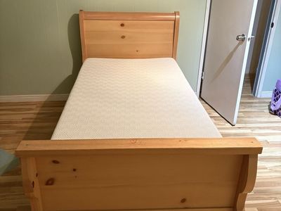 Solid Wood Twin Bed And Mattress