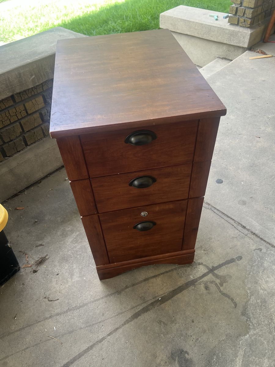 Wooden 3-Drawer Filing Cabinet with Dark Finish