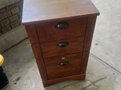 Wooden 3-Drawer Filing Cabinet with Dark Finish