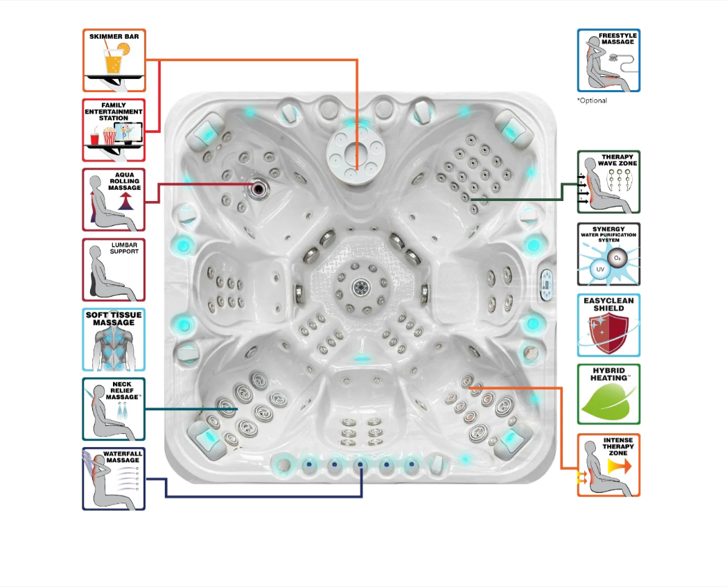 Crystal Spas 7 Person Hot Tub | 97 Jets, Amazing Hydrotherapy, Fits the Whole Family | Free Home Consultations!