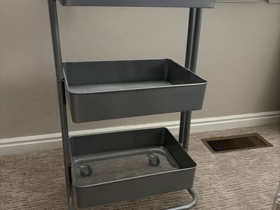3-Tier Rolling Utility Craft Cart with Wood Top