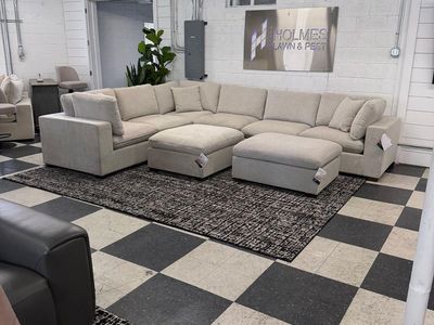 COSTCO THOMASVILLE LOWELL FABRIC 8-PIECE MODULAR SECTIONAL W/ OTTOMANS!!