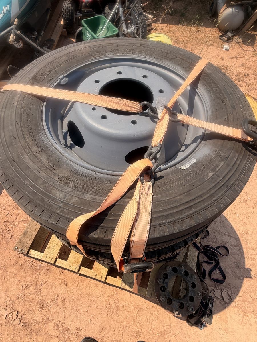 4x 245/70r19.5 8x225 wheels and 8x180 to 8x225 wheel adapters
