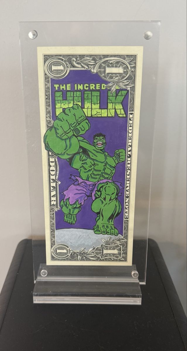 Custom Incredble Hulk art in Acrylic Display Stand