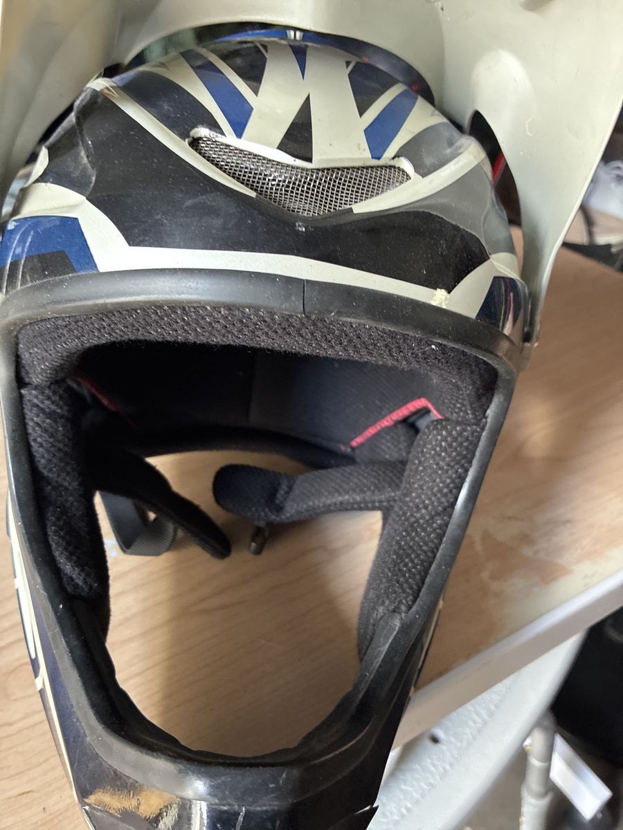 Used Full Face Bicycle Helmet - Blue/Black/White