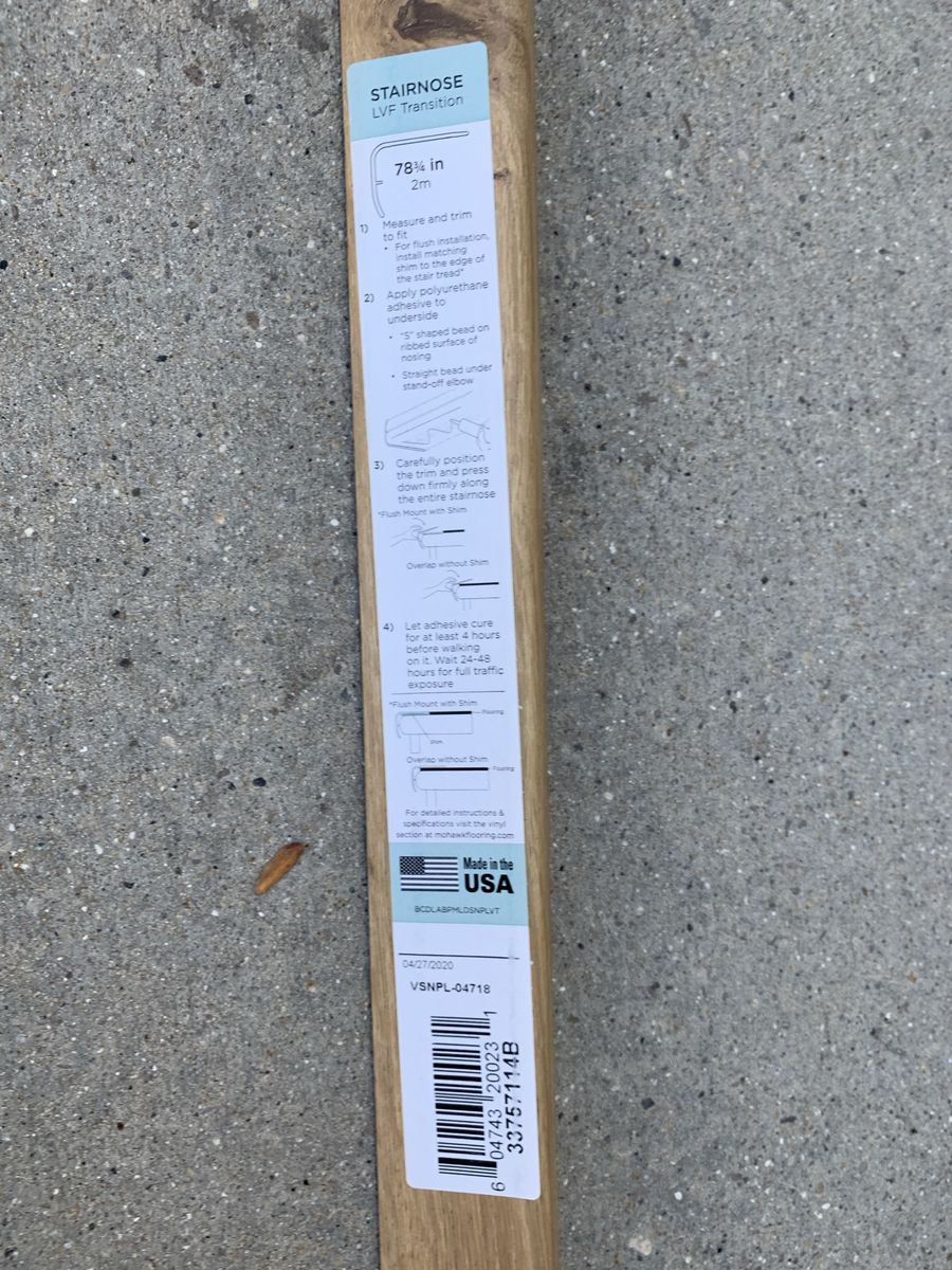 Mohawk Stairnose LVF Transition 78 3/4 In Wood Grain Flooring Trim I have 10 of them
