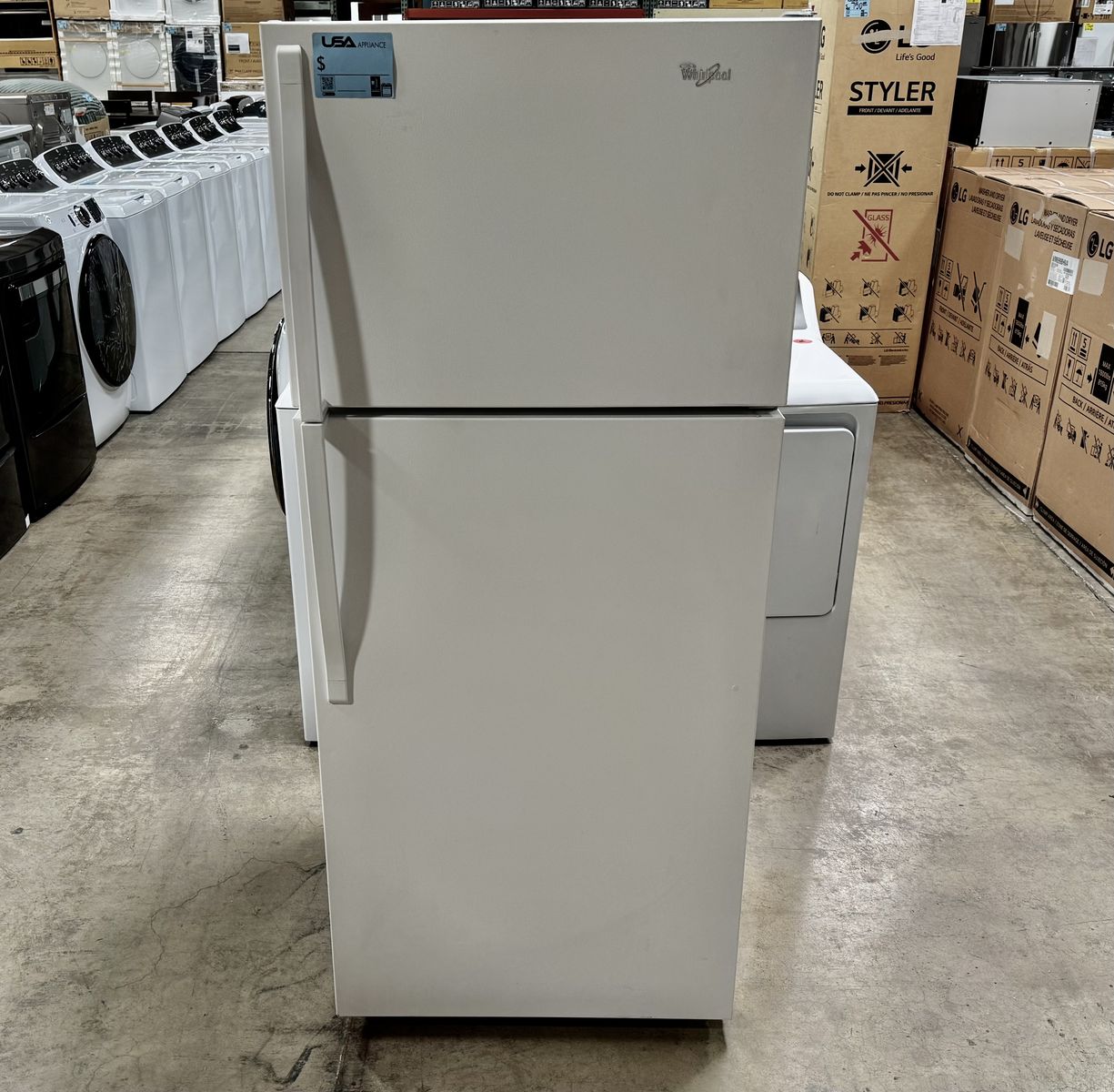 WHIRLPOOL WHITE REFRIGERATOR WITH WARRANTY