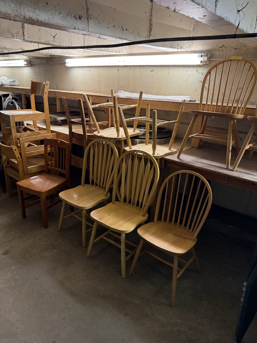New and used wooden chairs in excellent condition next to new