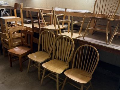 New and used wooden chairs in excellent condition next to new