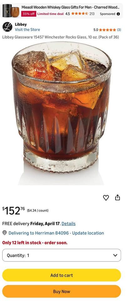 Libbey Glassware 15457 Winchester Rocks Glass, 10 oz. (Pack of 36)