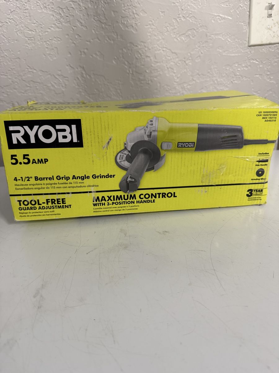 Brand New RYOBI 5.5 Amp 4-1/2" Barrel Grip Angle Grinder (AG4031G)