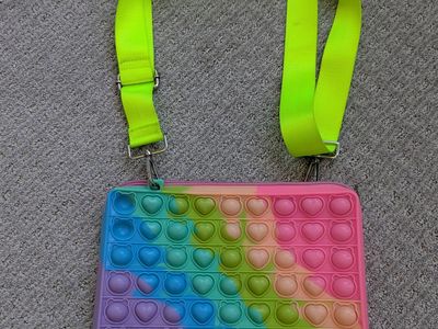 Rainbow Bear Heart Pop Purse Fidget Bag